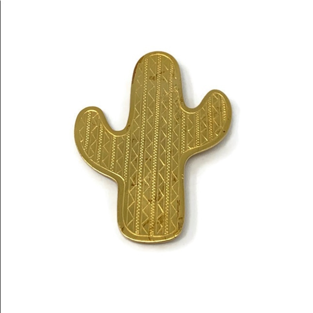 Vintage Signed JJ Goldtone 1980s Cactus Pin